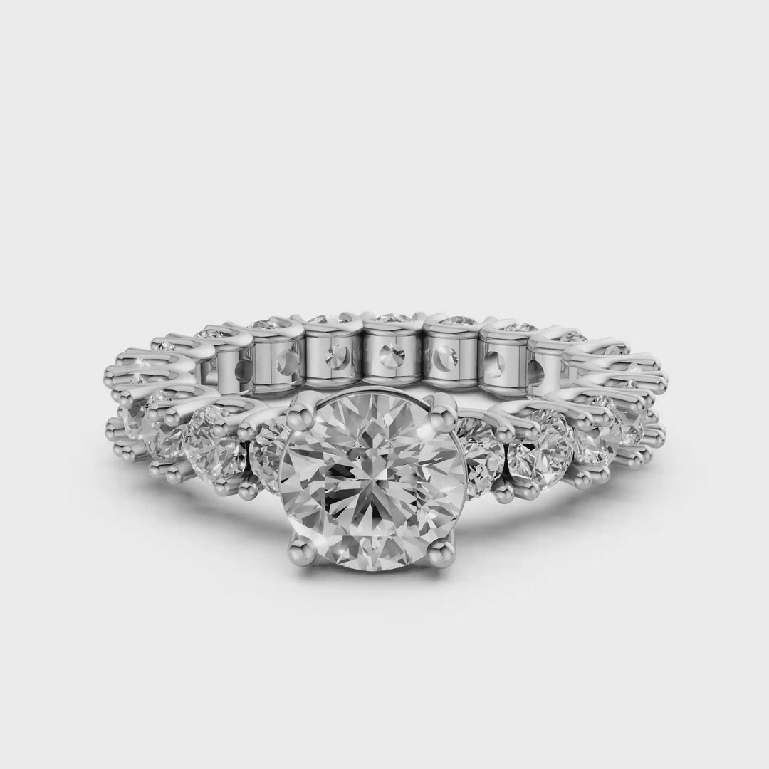 Rond Briljant op een Eternity Band - 18k Witgoud - 4,02 ct