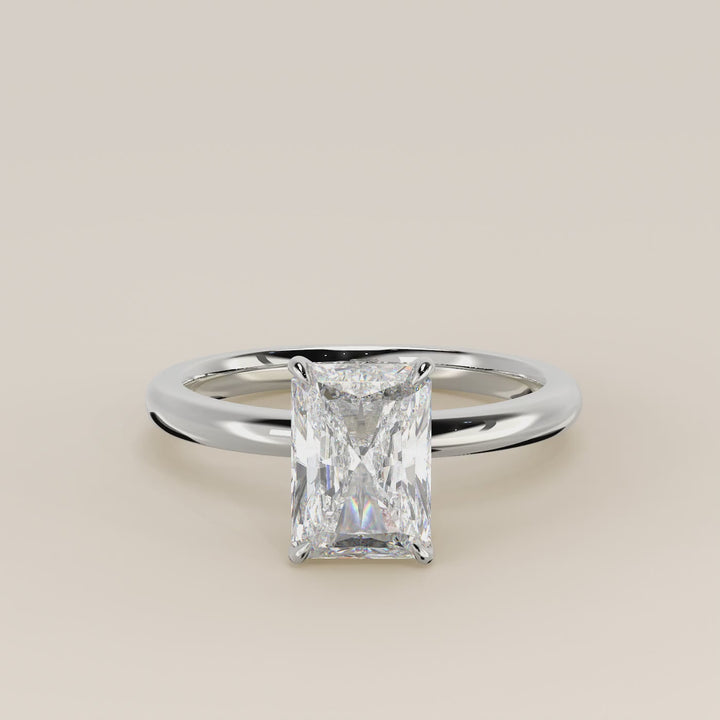 Verlovingsring radiant lab grown diamant met hidden halo, witgoud