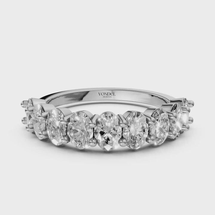 Oval half eternity Ring met gedeelde Zetting - 18K Goud - 1,6 ct