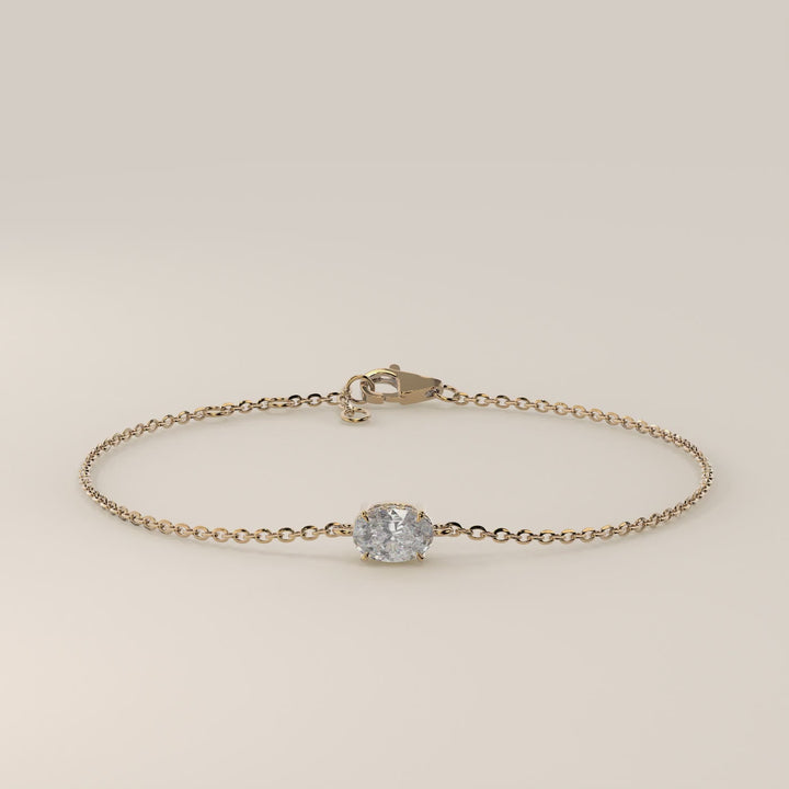 Gina - Oval East West Lab Grown Diamond Chain Bracelet with Hidden Halo