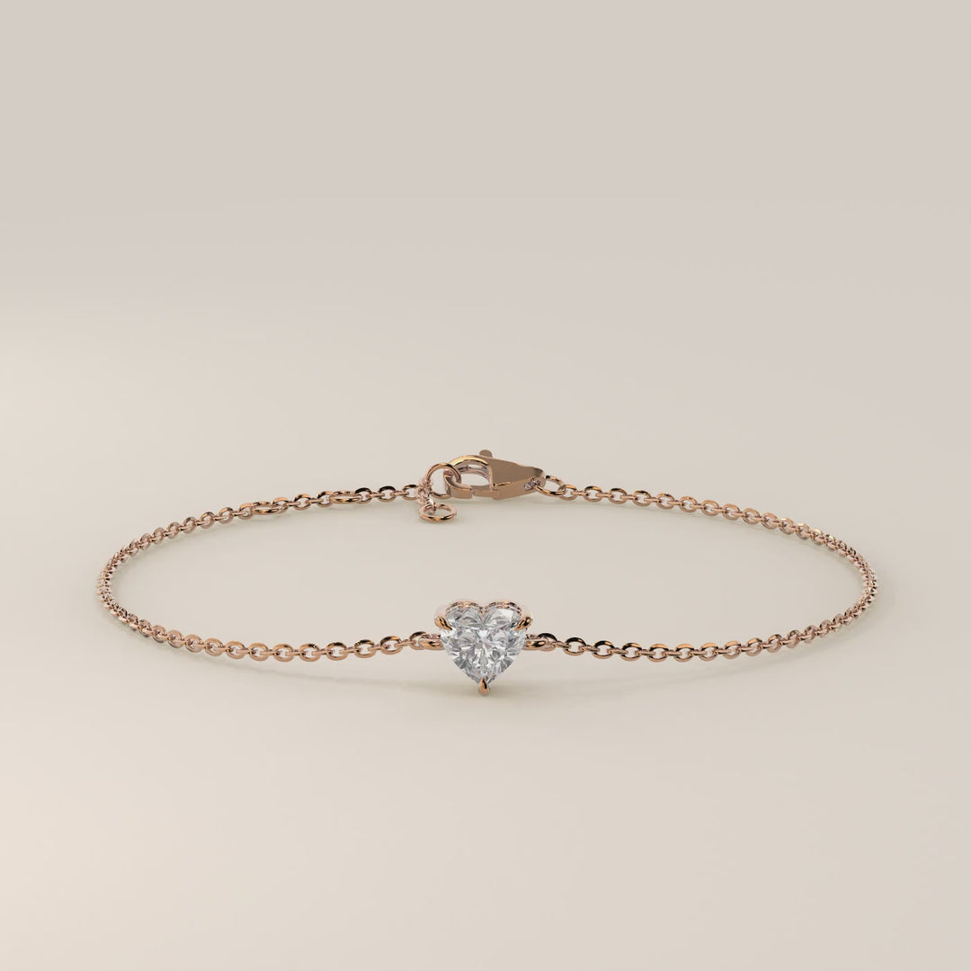 Gina - Heart Lab Grown Diamond Chain Bracelet with Hidden Halo