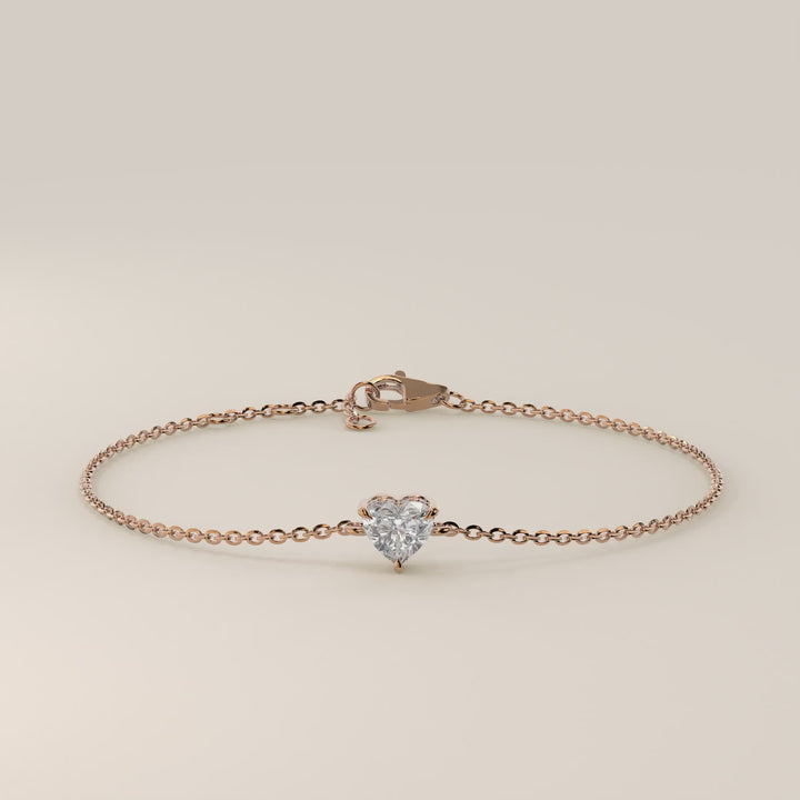 Gina - Heart Lab Grown Diamond Chain Bracelet with Hidden Halo