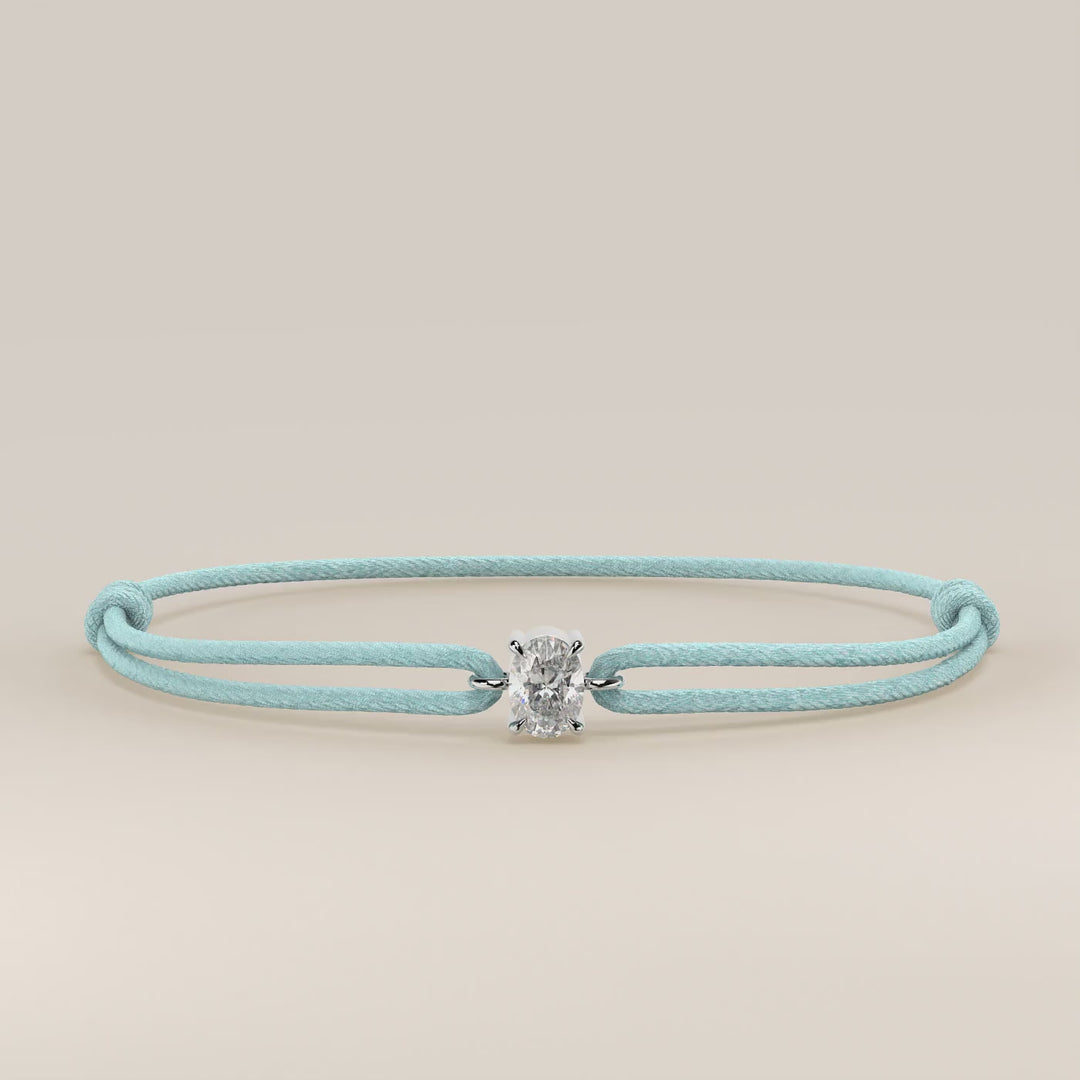 Nora - Oval Lab Grown Diamond Pendant Bracelet with Satin Cord