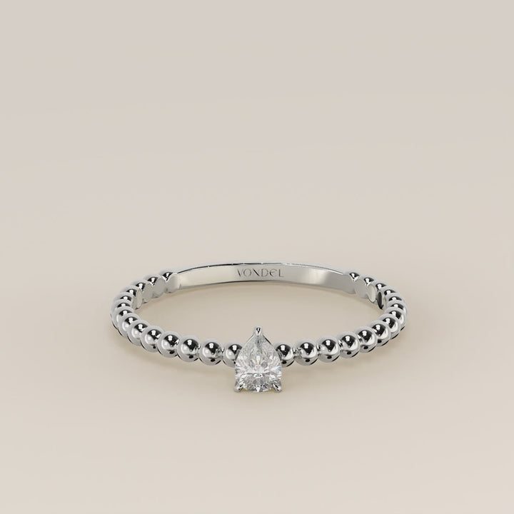 Lina - Pear Lab Grown Diamond Ring with Round Dot Band