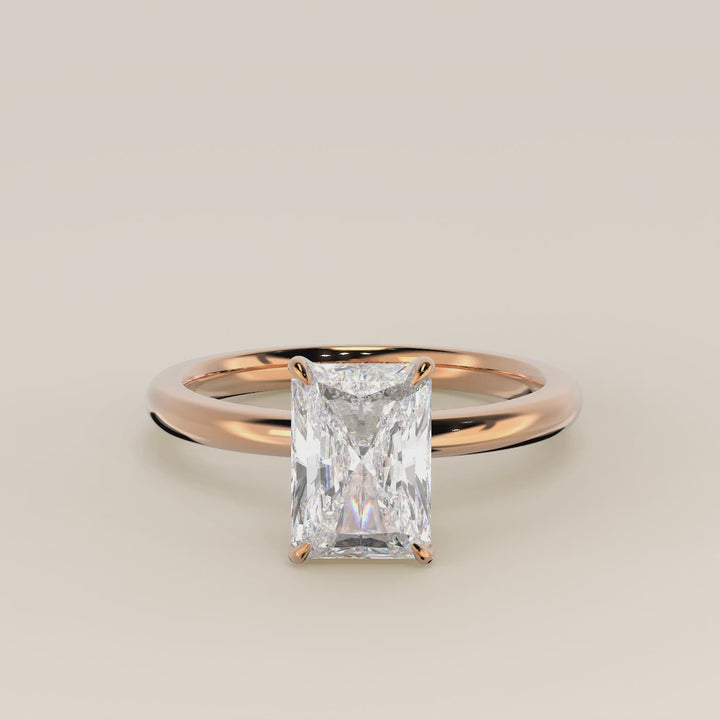 Verlovingsring radiant lab grown diamant met hidden halo, rosegoud