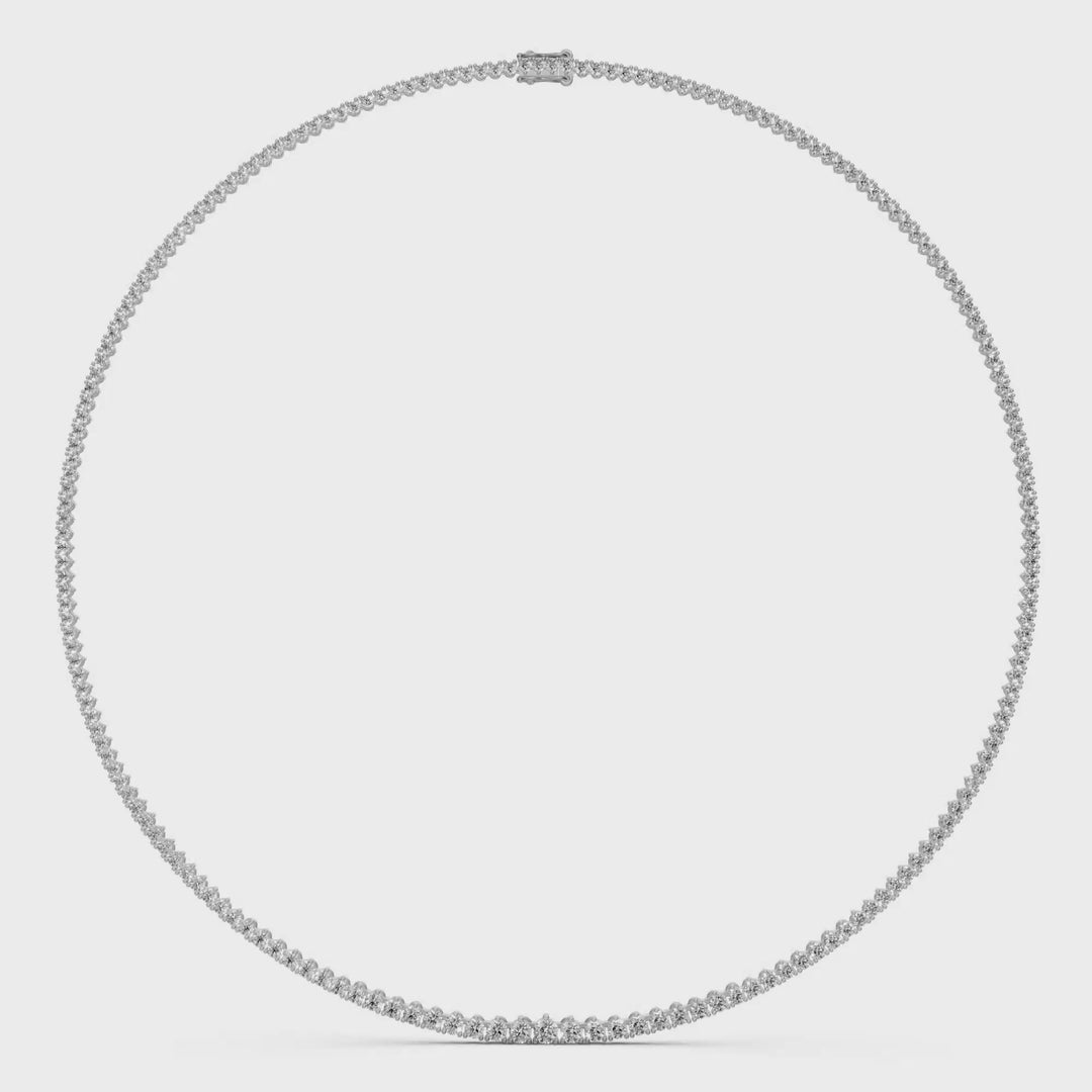 Tennis Ketting met Driepuntzetting en oplopende Diamantgrootte - 6,91 ct