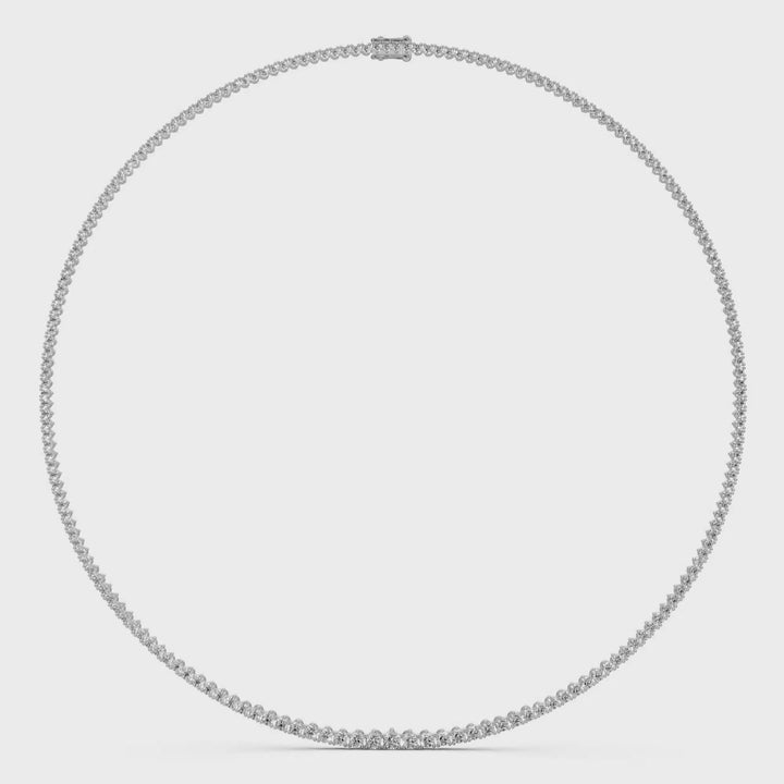 Tennis Ketting met Driepuntzetting en oplopende Diamantgrootte - 6,91 ct