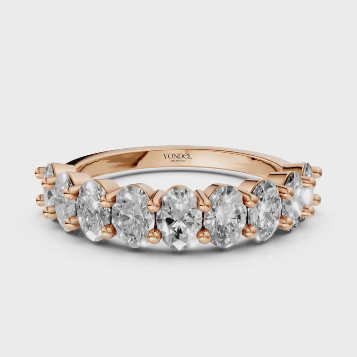 Oval half eternity Ring met gedeelde Zetting - 18K Goud - 1,6 ct