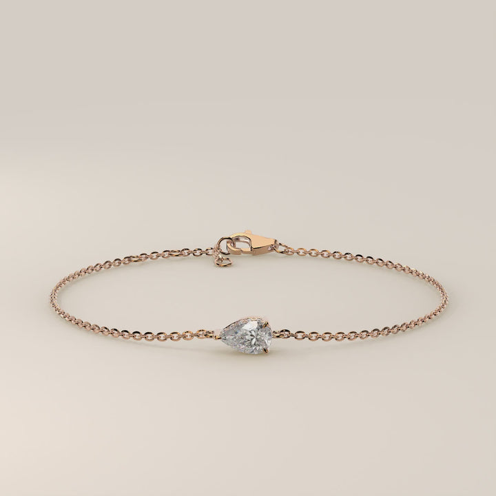 Gina - Pear East West Lab Grown Diamond Chain Bracelet with Hidden Halo