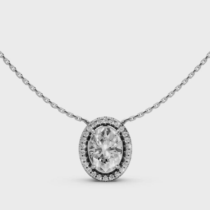 Oval Halo Diamanten Pendant Collier