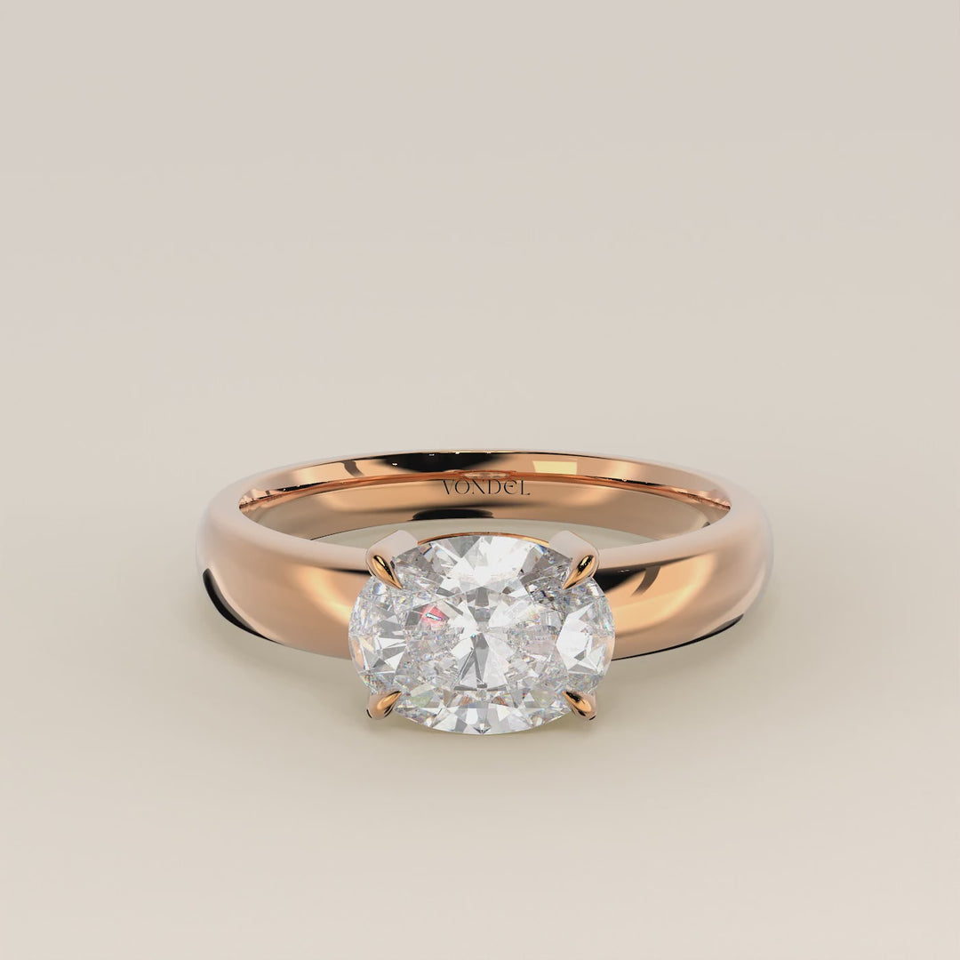 Joan - Oval East to West Lab Grown Diamond Ring with Wide Band