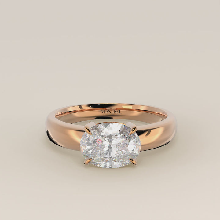 Joan - Oval East to West Lab Grown Diamond Ring with Wide Band