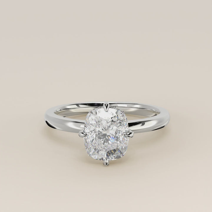 Camila - Elongated Cushion Lab Grown Diamond Ring Solitair with Compass Prongs and Hidden Halo (kopie)