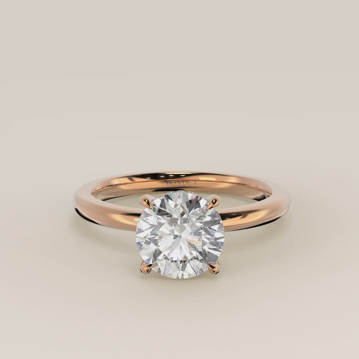 Verlovingsring rond lab grown diamant met hidden halo, rosegoud