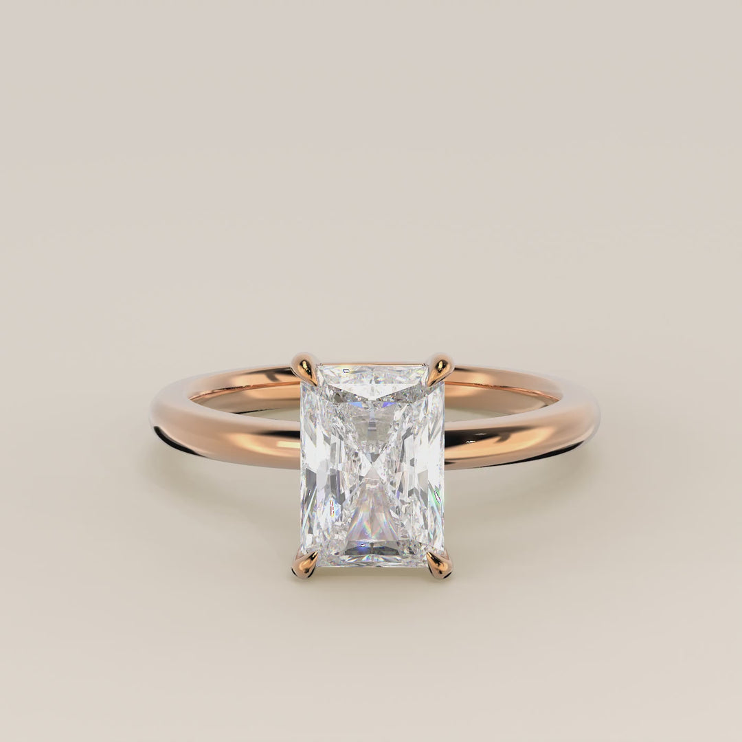 Verlovingsring radiant lab grown diamant, rosegoud