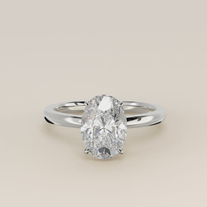 Lexi - Oval Lab Grown Diamond Ring Solitair with Wrap Around Halo