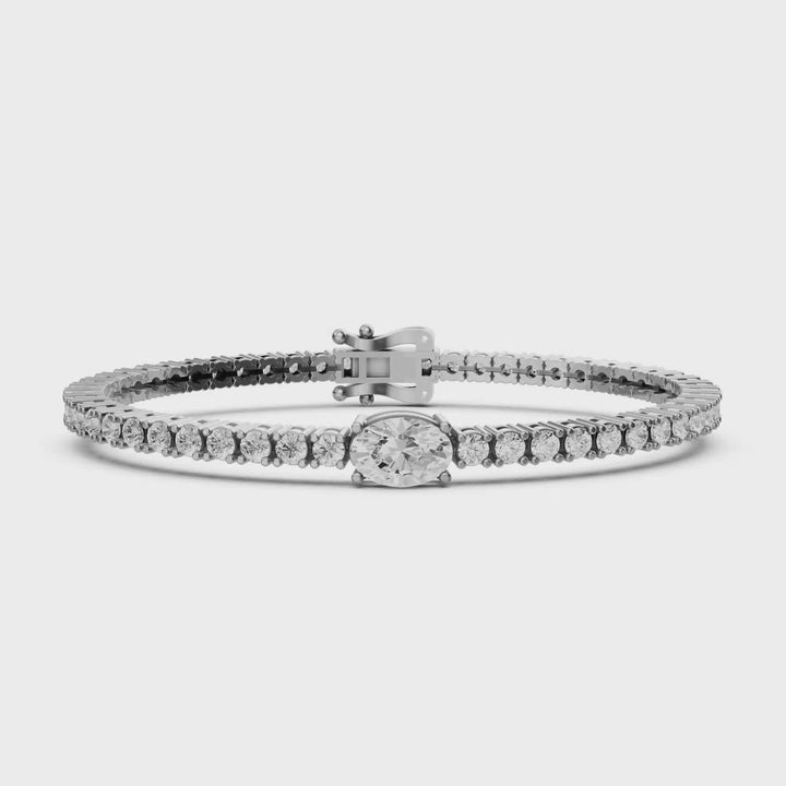 Daphne - Diamanten Tennisarmband met Ovale Middensteen - 18K Goud - 4,34 ct