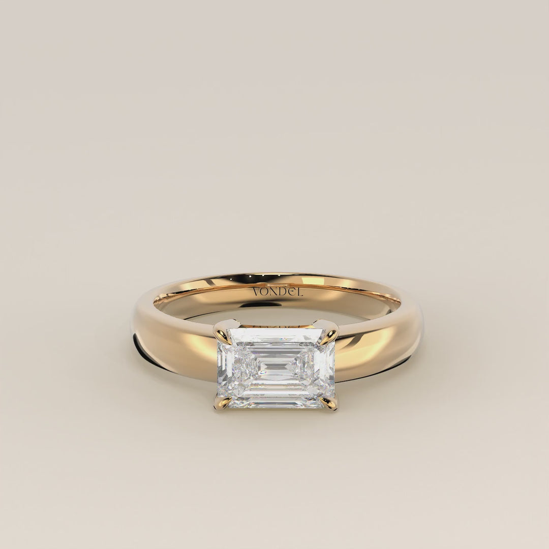 Joan - Emerald East to West Lab Grown Diamond Ring with Wide Band