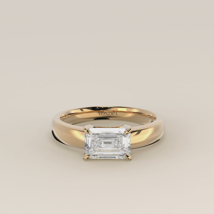 Joan - Emerald East to West Lab Grown Diamond Ring with Wide Band