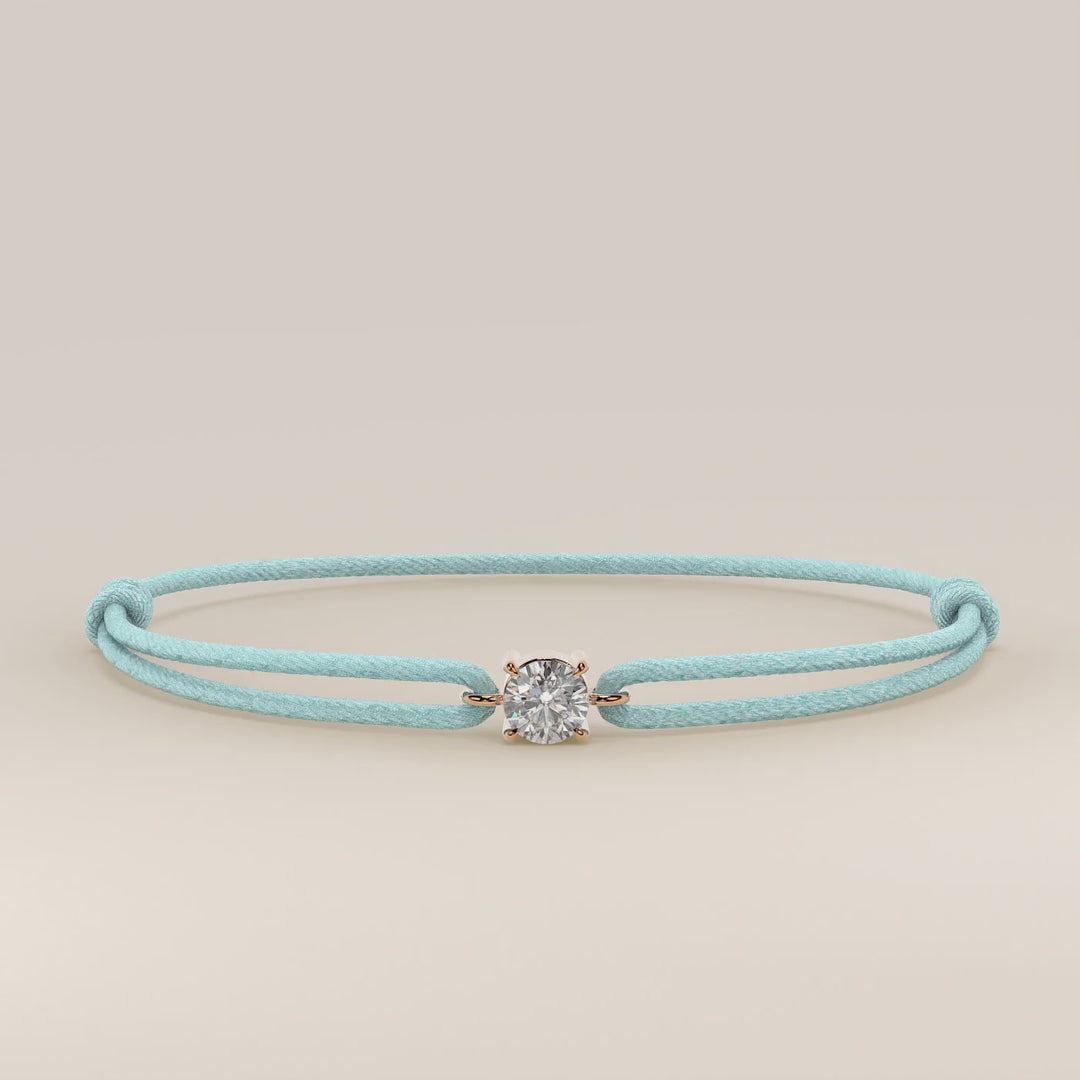 Nora - Round Lab Grown Diamond Pendant Bracelet with Satin Cord