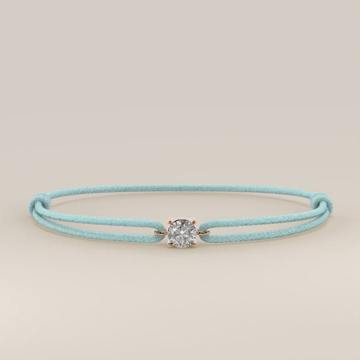 Nora - Round Lab Grown Diamond Pendant Bracelet with Satin Cord