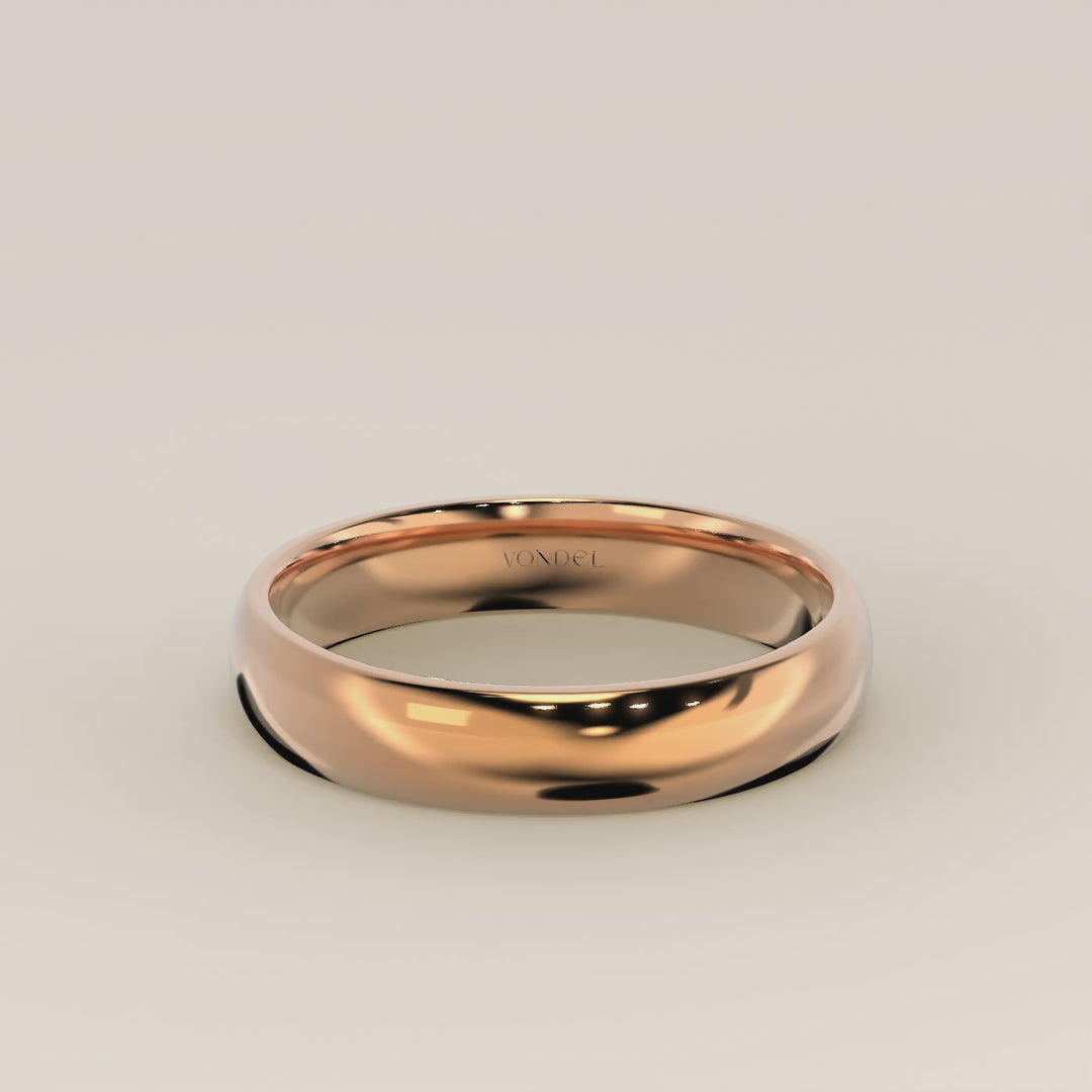 Trouwring man plain band 4mm, rosegoud