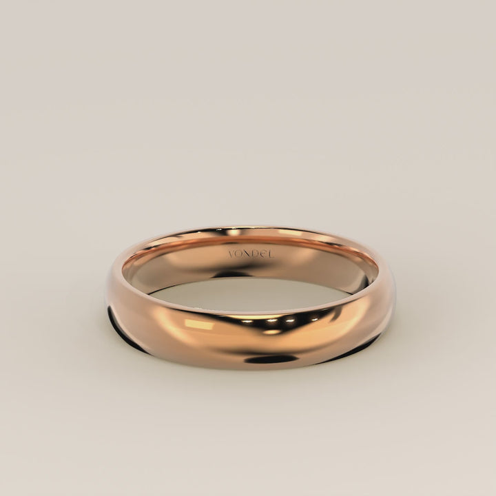 Trouwring man plain band 4mm, rosegoud