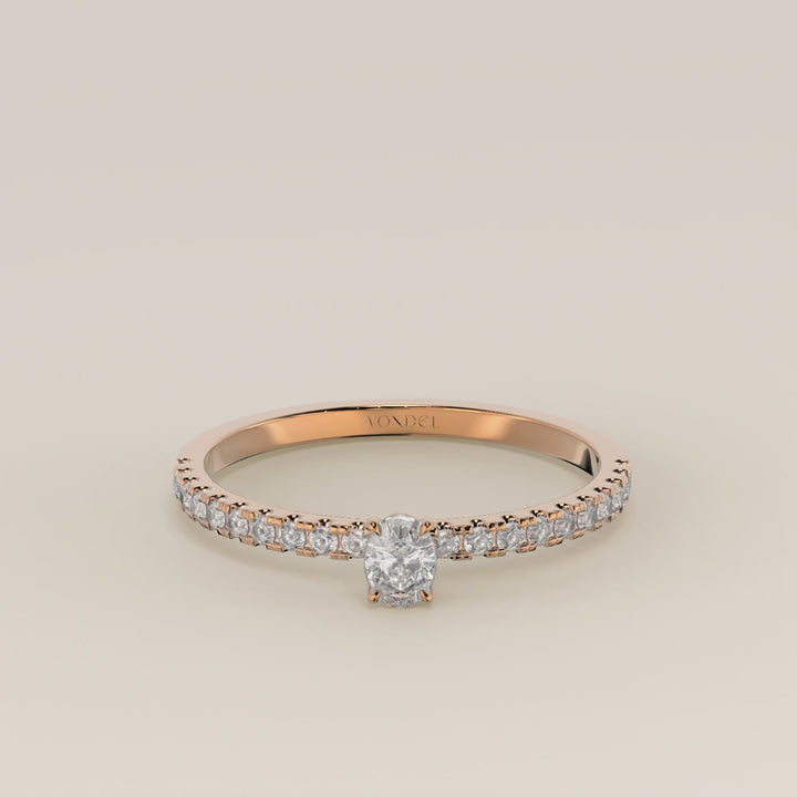 Julie - Oval Lab Grown Diamond Ring with Pave Band