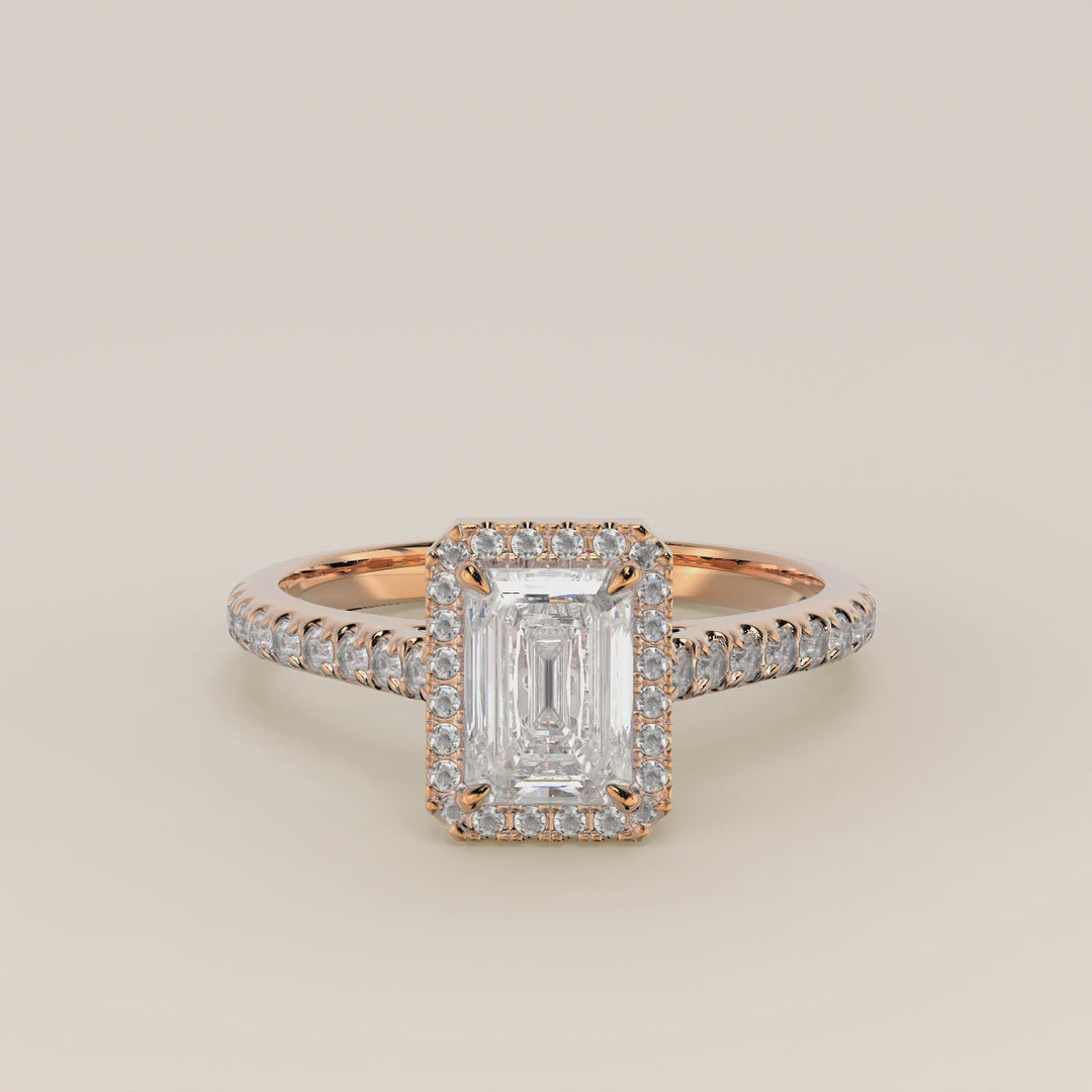 Rosie – Ovaler Halo-Ring mit im Labor gezüchtetem Diamanten und Pavé-Fassung