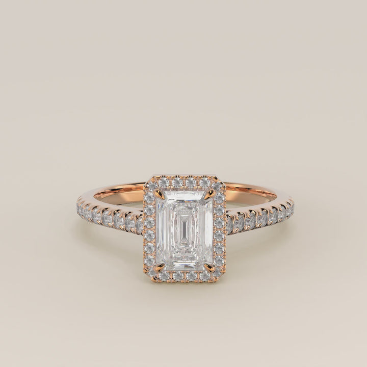 Rosie – Ovaler Halo-Ring mit im Labor gezüchtetem Diamanten und Pavé-Fassung
