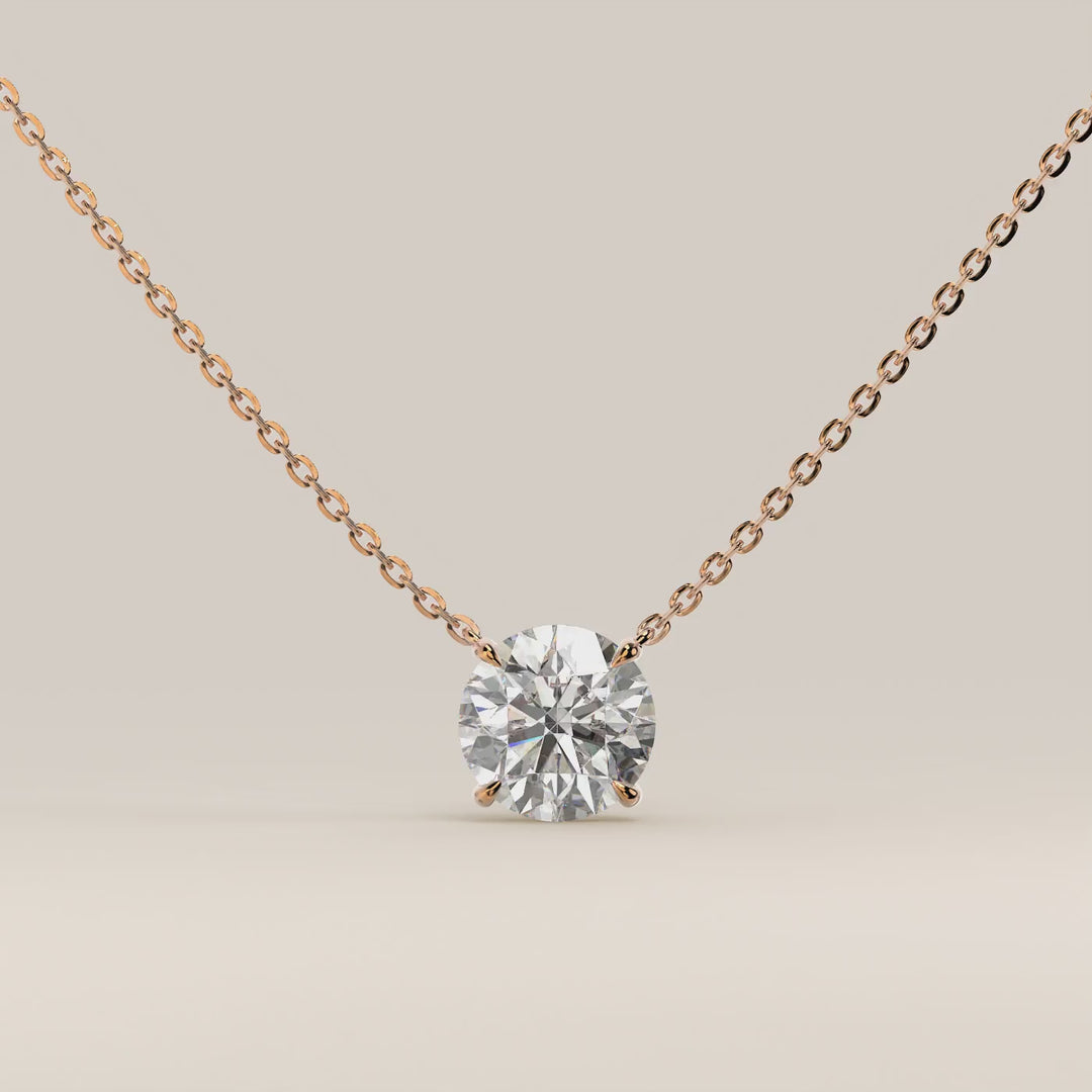 Sophie - Necklace with Double Hidden Halo Round Brilliant Pendant Lab Grown Diamond