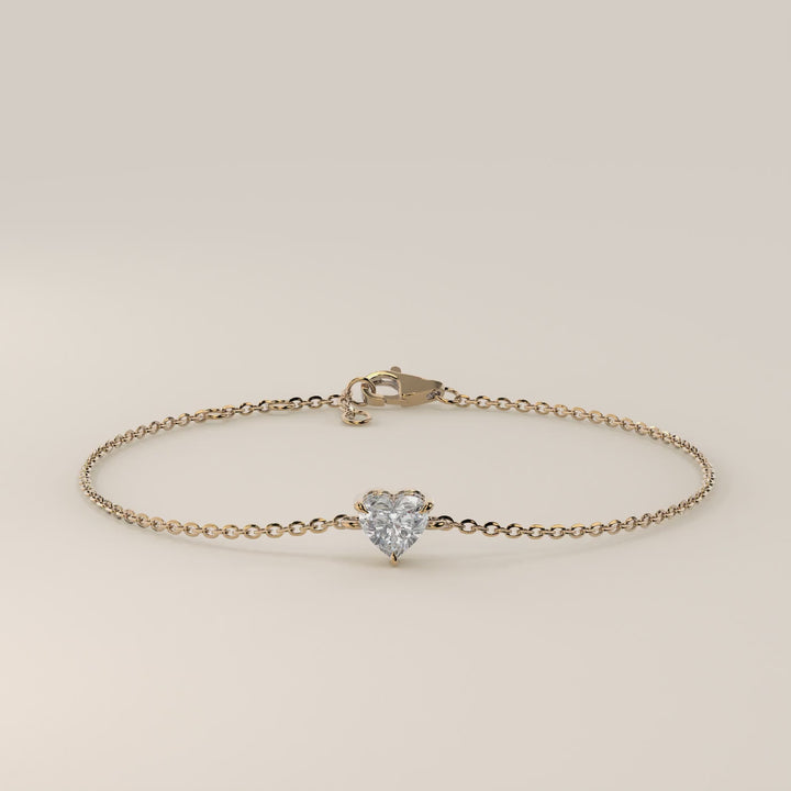 Gina - Heart Lab Grown Diamond Chain Bracelet with Hidden Halo