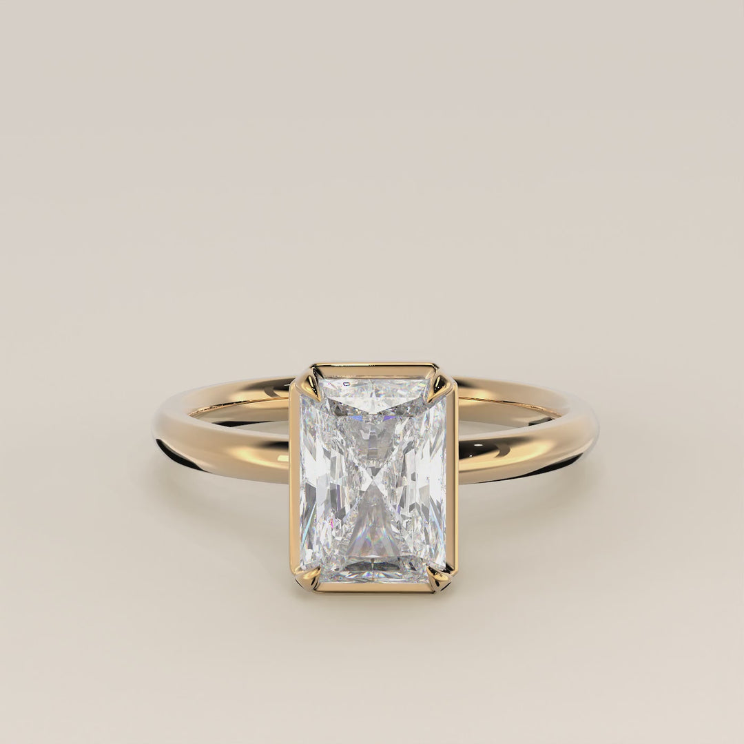 Belle - Radiant Lab Grown Diamond Ring Solitair with Faux Bezel Setting