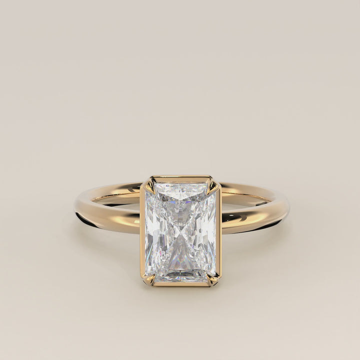 Belle - Radiant Lab Grown Diamond Ring Solitair with Faux Bezel Setting