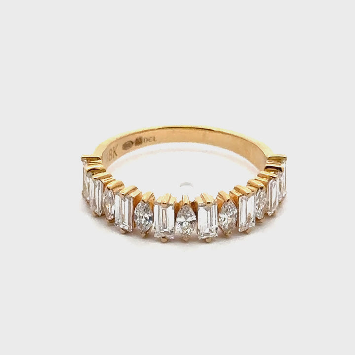 Baguette en Marquise Rijring - 18K Geelgoud - 1,27 ct