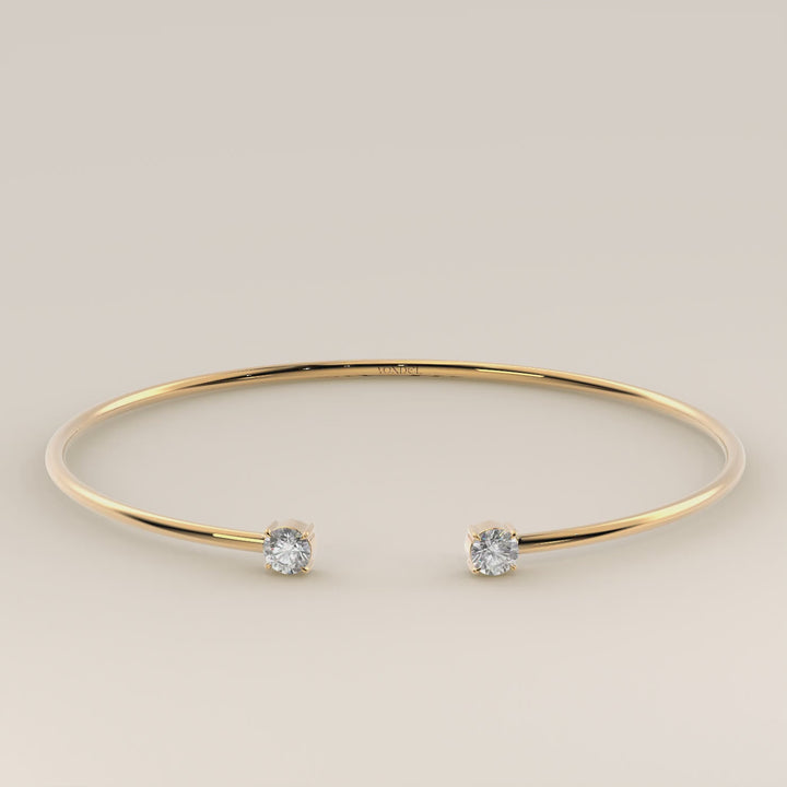 Dua - Open Bangle with Two Round Brilliant Lab Grown Diamonds