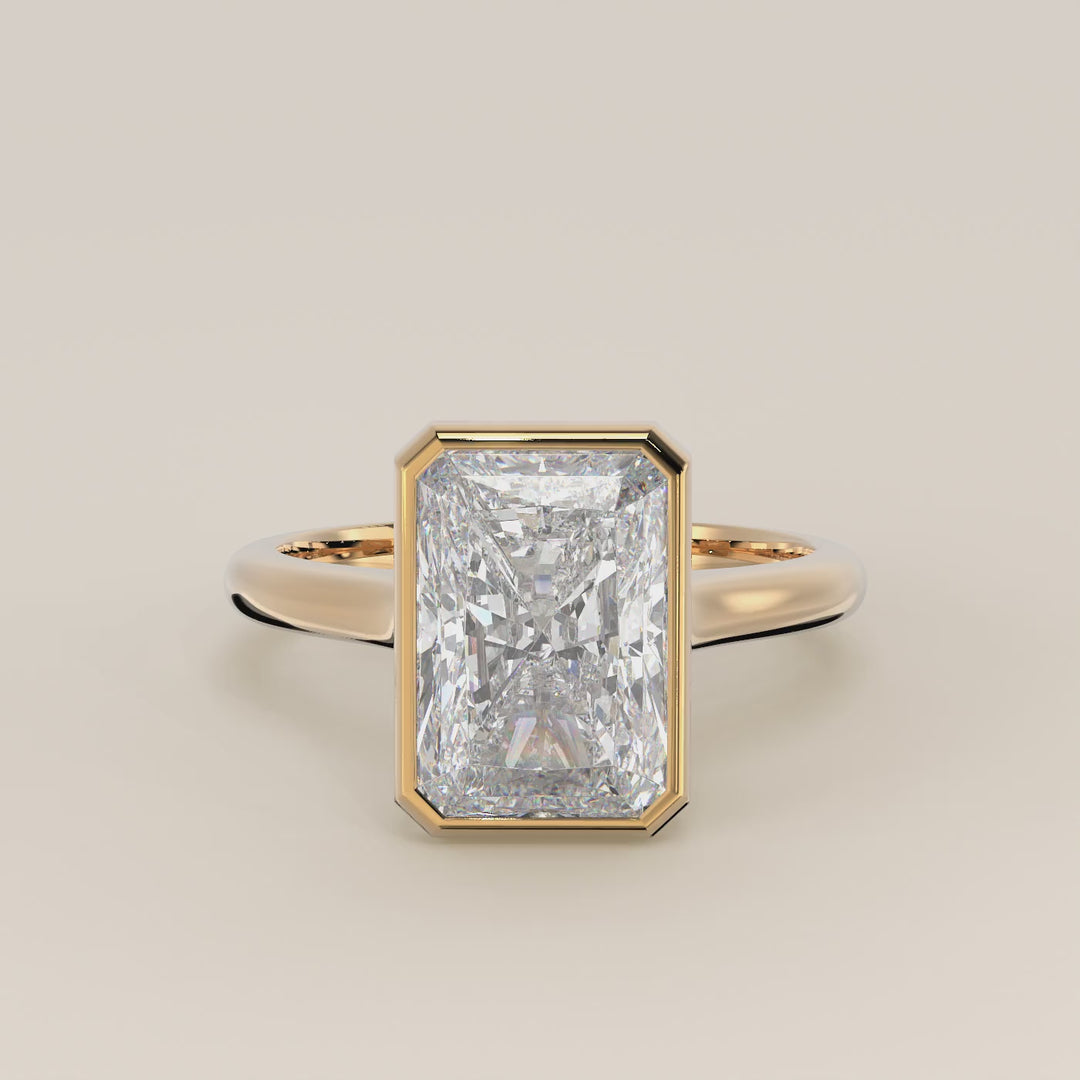 Mara - Radiant Lab Grown Diamond Ring Solitair with Bezel Setting and Cathedral Setting