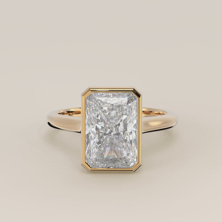 Mara - Radiant Lab Grown Diamond Ring Solitair with Bezel Setting and Cathedral Setting