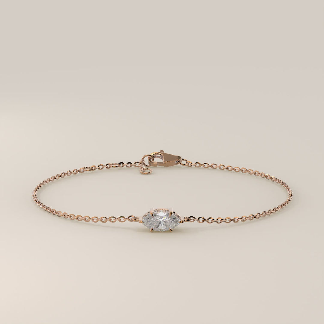 Gina - Marquise East West Lab Grown Diamond Chain Bracelet with Hidden Halo