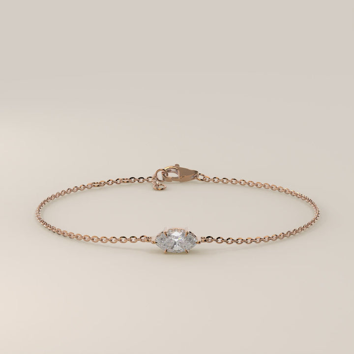 Gina - Marquise East West Lab Grown Diamond Chain Bracelet with Hidden Halo
