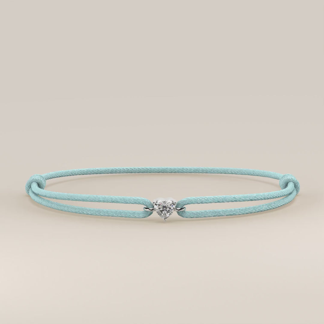Nora - Heart Lab Grown Diamond Pendant Bracelet with Satin Cord - 0,25 ct