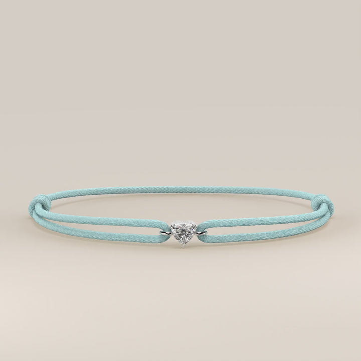 Nora - Heart Lab Grown Diamond Pendant Bracelet with Satin Cord - 0,25 ct