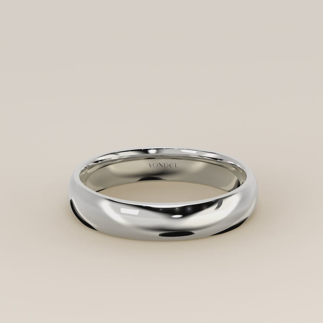 Trouwring man plain band 4mm, witgoud