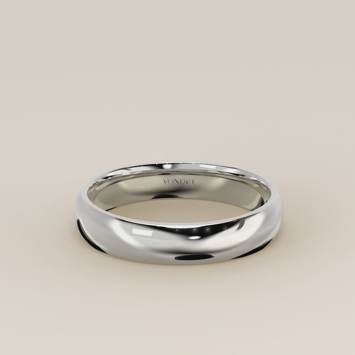 Trouwring man plain band 4mm, witgoud