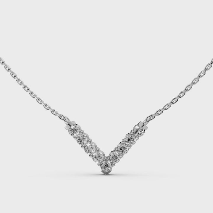 V Pendant Ketting met Pave - 18K Goud - 0,31 ct
