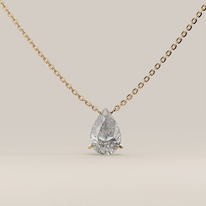 Sophie - Necklace with Double Hidden Halo Pear Pendant Lab Grown Diamond