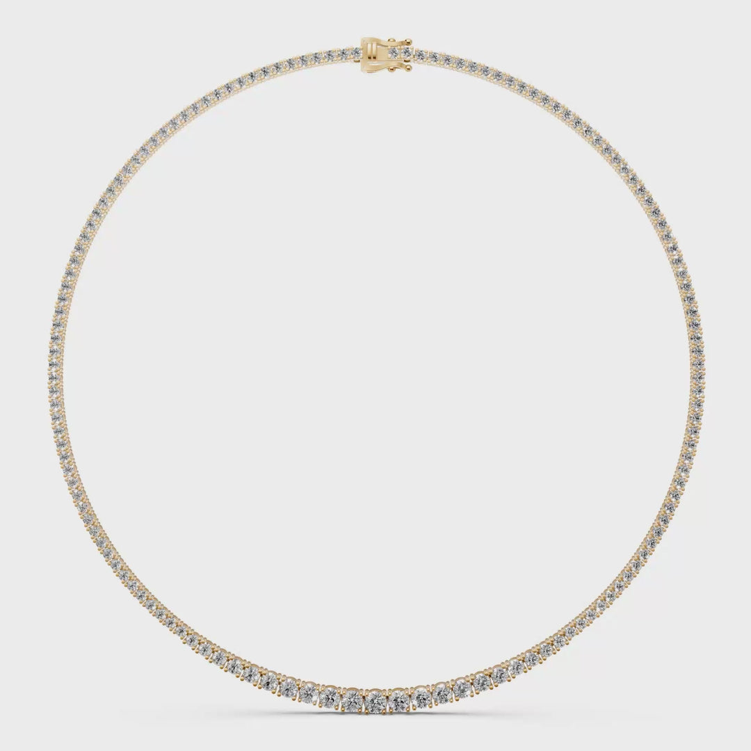 Diamanten Tennis Collier met verloop in diamantgrootte - 18K Goud