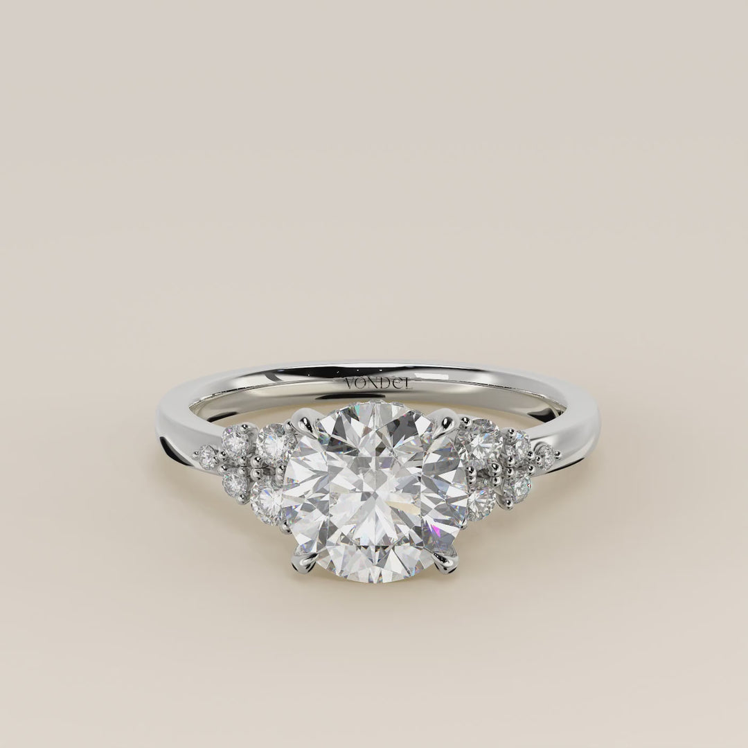 Verlovingsring rond lab grown diamant met snowdrift en hidden halo, witgoud
