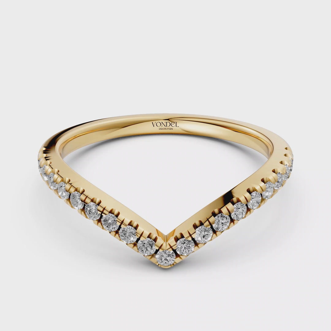 V-vormige Diamanten Rijring half gezet - 18K Geelgoud - 0.56 ct