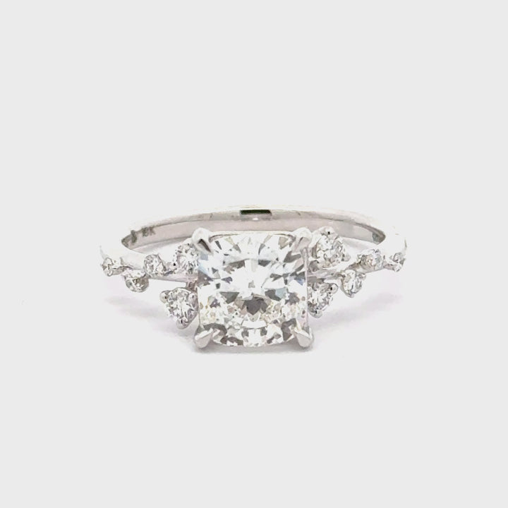 Cushion Cut Diamond Snowdrift Ring - 18K Gold - 1.82 ct